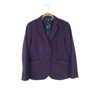 Talbots Aberdeen Tweed Blazer Ivy Gossip Girl Purple Herringbone Wool Blend 8P